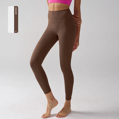 High Waist Naked Feeling Leggings for Women – Fitness Running Yoga Gym and Casual Workout Tight Pants - Cocoa / S