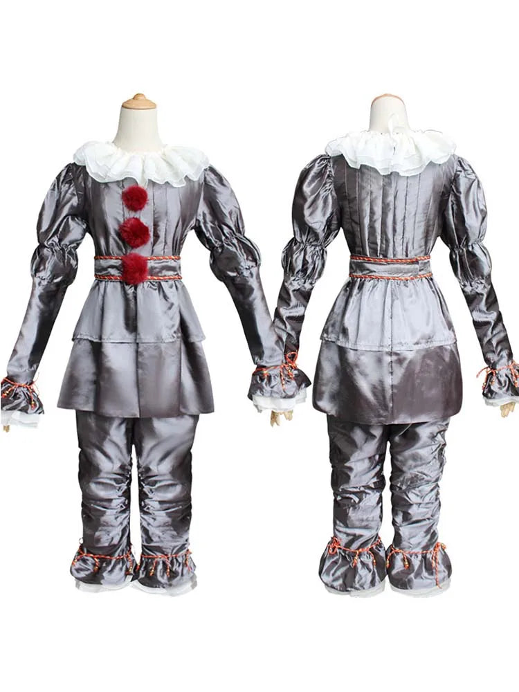HOMCHEE TRENDS Pennywise Clown Costume 130CM Satin Chiffon