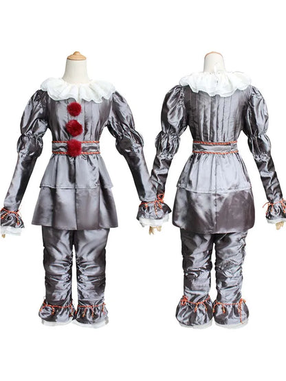 HOMCHEE TRENDS Pennywise Clown Costume 130CM Satin Chiffon