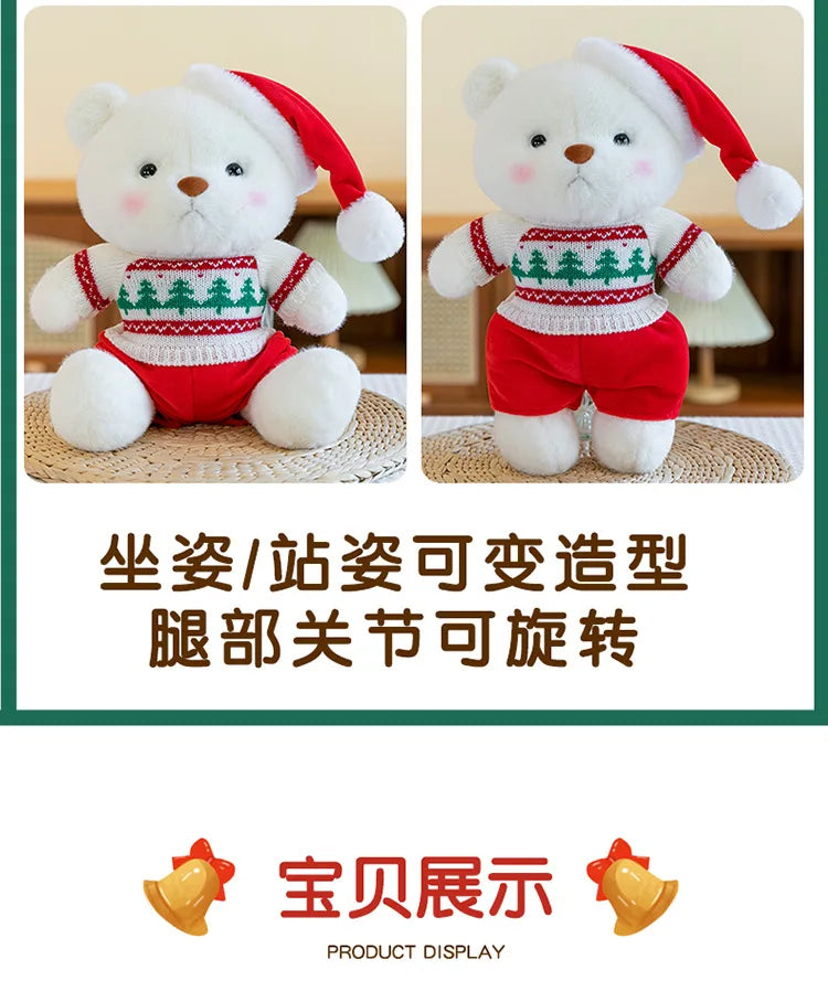 Plush Teddy Bear with Sweater Scarf for Kids Birthday Xmas Gift Cute Jointed Couple Bears Stuffed Animal Toy for Valentine