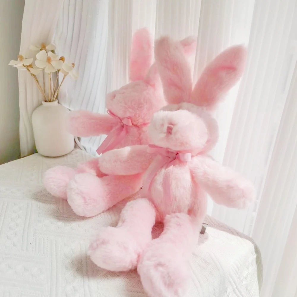 Hand Made Cute Stuffed Animal Pink Easter Bunny Plush Toy Soft Rabbit Plushie Dolls Gift For Girls Girlfriend