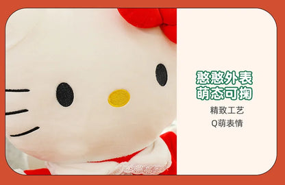 New Sanrio Hallo Kitty Plush Toy Doll Pillow Christmas Kt Cat Plush Toy Cute Hat Kitty Doll Katie Cat Pillow Girl Holiday Gifts