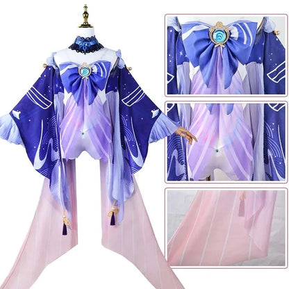 Genshin Impact Sangonomiya Kokomi Cosplay Costume Set Polyester Nylon