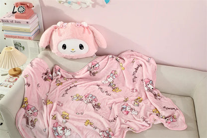 Lovely Kuromi My Melody Plushies Stuffed Anime Headrest Comfortale Soft Cuddly Pillow Cartoon Plush Toy Blanket Xmas Gifts Girl