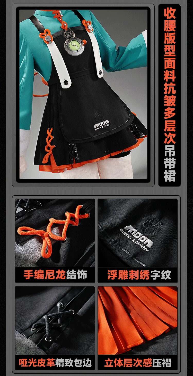 Zenless Zone Zero Zhao Cosplay Costume Wig Dress Uniform Tail Earrings Headwear Rabbit Ear Halloween Party for Women Girls Props