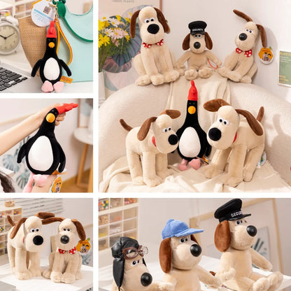 Cartoon Soft Wallace Gromit Plushies Black Penguin Stuffed Anime Cute Dog Stuffed Dolls Backpack Pendant Key Chain Cuddly Pillow