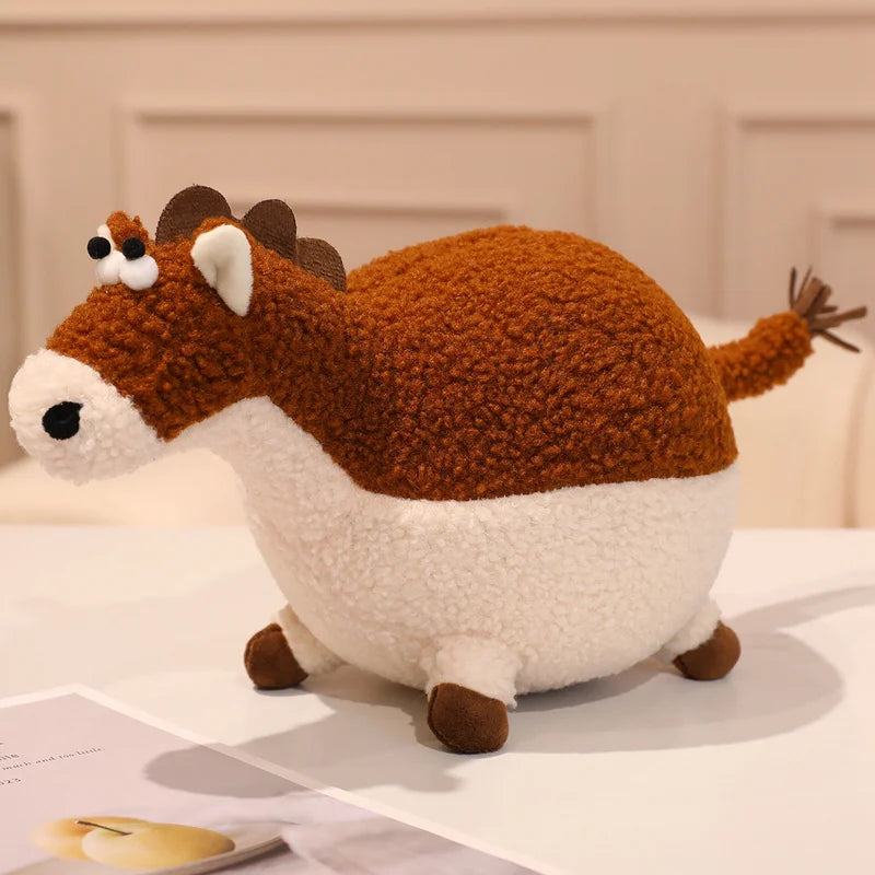 Cute Cartoon horse Plush Throw Pillow Toy Anime Stuffed Animals Round Fat Chubby Plushies Cushion Doll For Home Decor