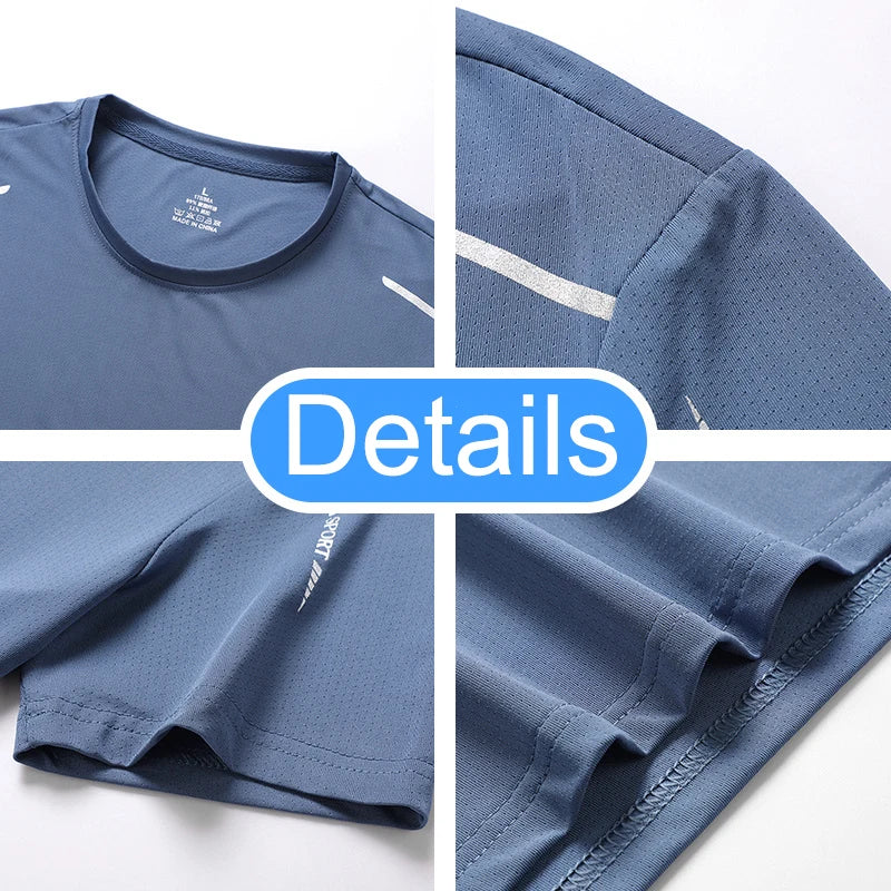 Chrlck Men’s Quick Drying Breathable Running T-Shirt Soft Elastic Outdoor Sports Shirt Summer