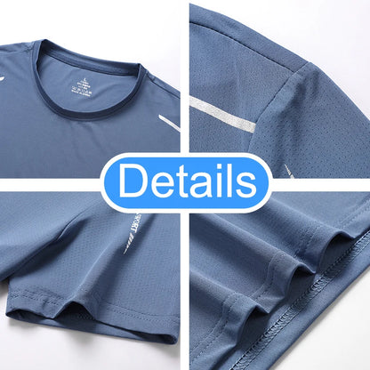 Chrlck Men’s Quick Drying Breathable Running T-Shirt Soft Elastic Outdoor Sports Shirt Summer