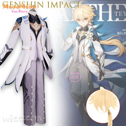 Genshin Impact Lumine Aether Costume Women Polyester Set
