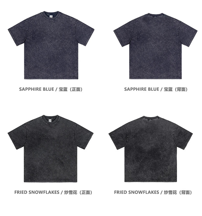 ZODF Vintage 2024 Summer Men Washed Solid 230gsm T-Shirts Unisex Ripped Breathable Quick Dry Cooling Feeling T Shirt Tees HY0801