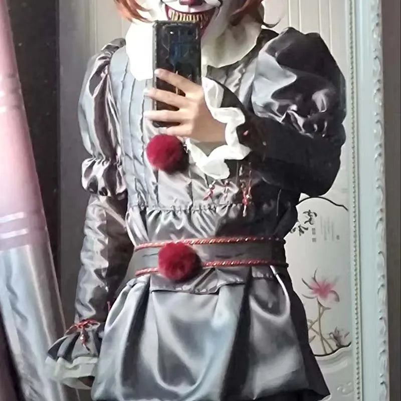 HOMCHEE TRENDS Pennywise Clown Costume 130CM Satin Chiffon