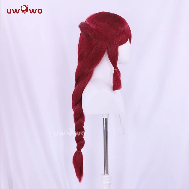 UWOWO Ahri Wig Game League of Legends/LOL: Foxfire Ahri 2023 ASU Cosplay Wig Long Hair with Ear Brown Red Hair 80CM