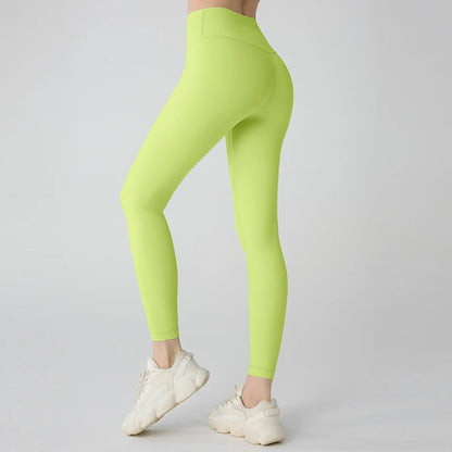 Summer Hot Sale Women’s High Waisted Hip Lifting Breathable Yoga Leggings for Running Cycling Fitness - Mustard Green