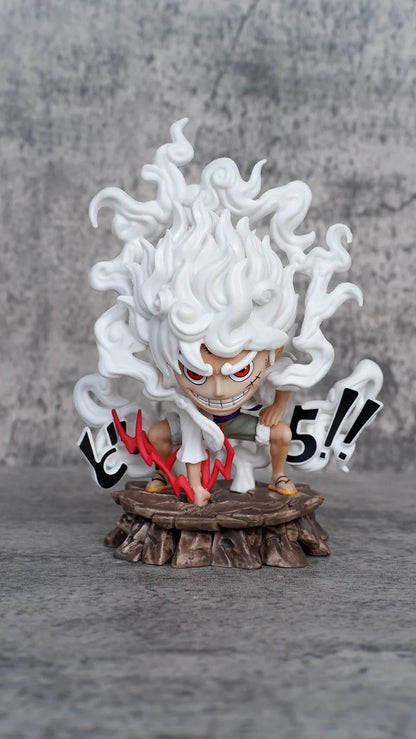 New 15.5cm One Piece Luffy Gear 5 Nika Figure PVC Fruit Awakening Hammer Pose Statue Model Desktop Decor Fans Collect Gift