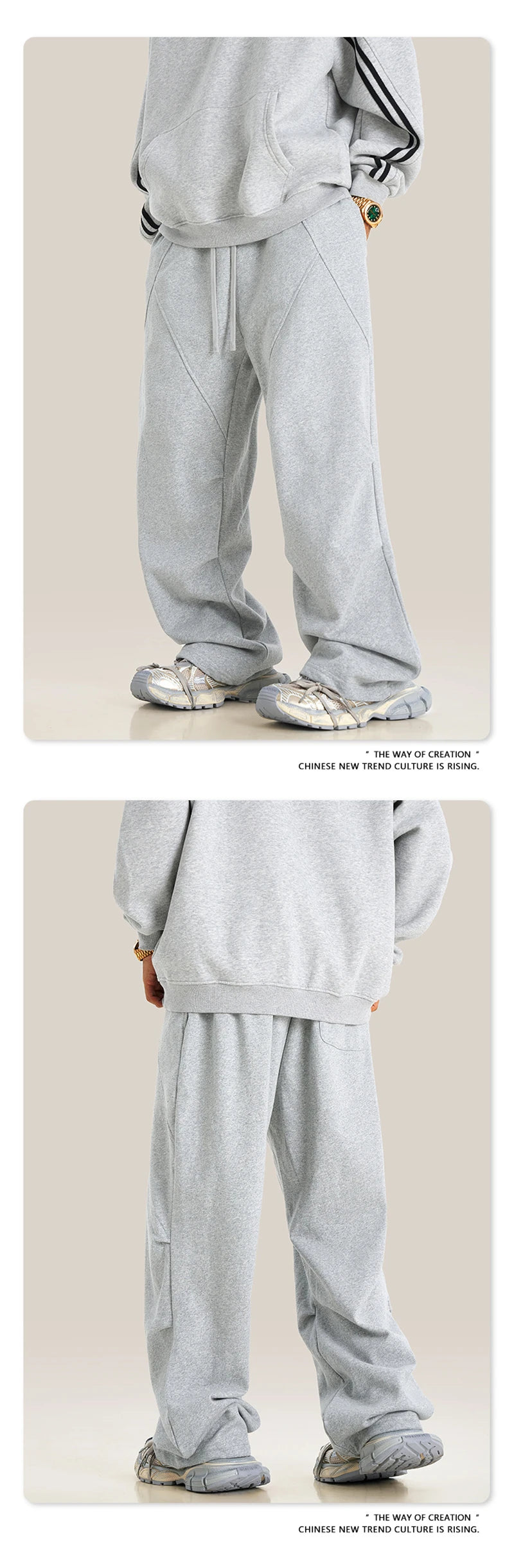 ZODF Retro 2024 Winter Patchwork Pants For Men Unisex Washed High Street 370gsm Oversized Double Knees Straight Trousers HY0878