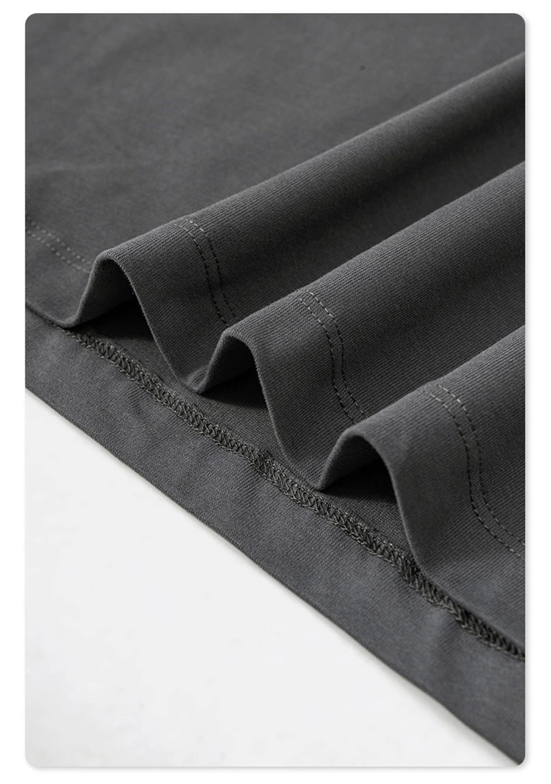 ZODF New 2024 Autumn 225gsm Loose Solid T-Shirt For Men Retro Unisex Antibacterial Full Sleeve T Shirts Brand Tops HY0871