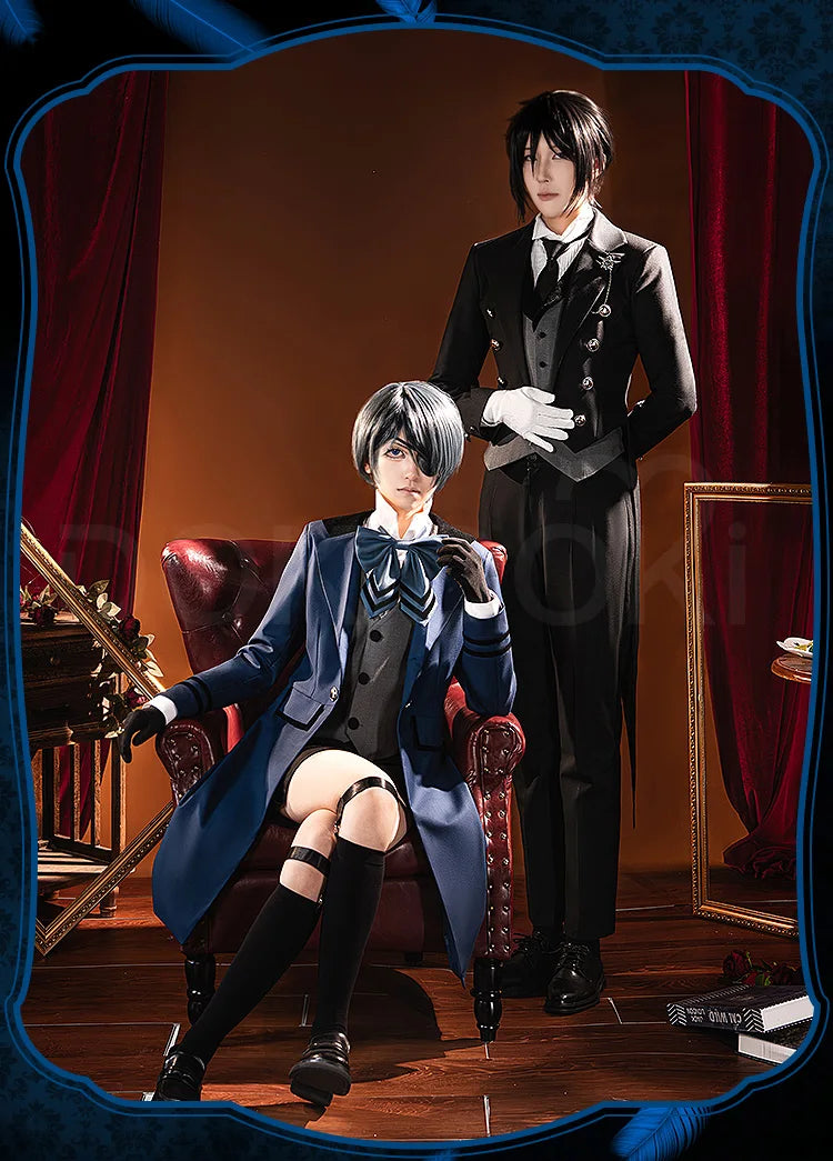 IN STOCK Ciel Sebastian Cosplay Costume Anime【S-3XL】DokiDoki-R Men Halloween Uniform Ciel Cosplay Plus Size