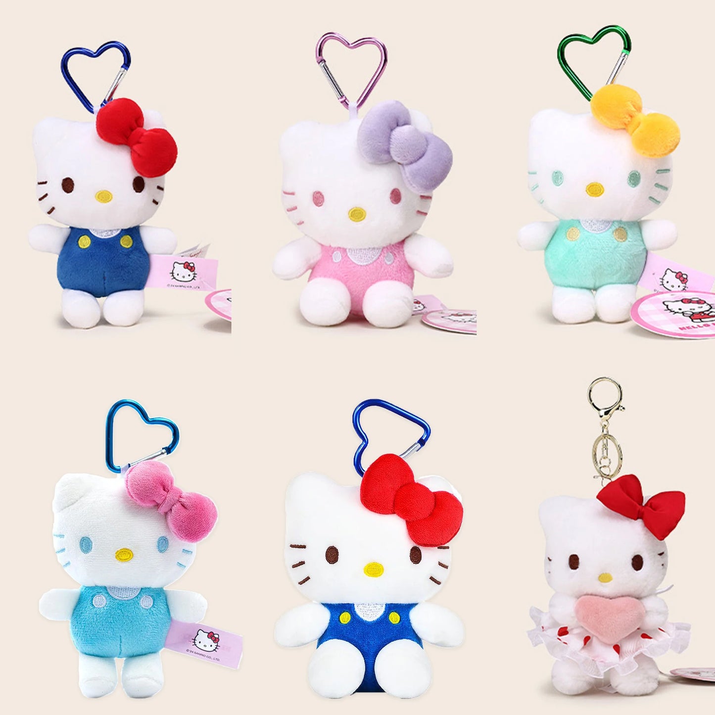 Genuine Sanrio Hello Kitty Cute Stuffed Keychain Car School bag Pendant Kids Plush Toy Keyring Plushier Strap Doll Birthday Gift