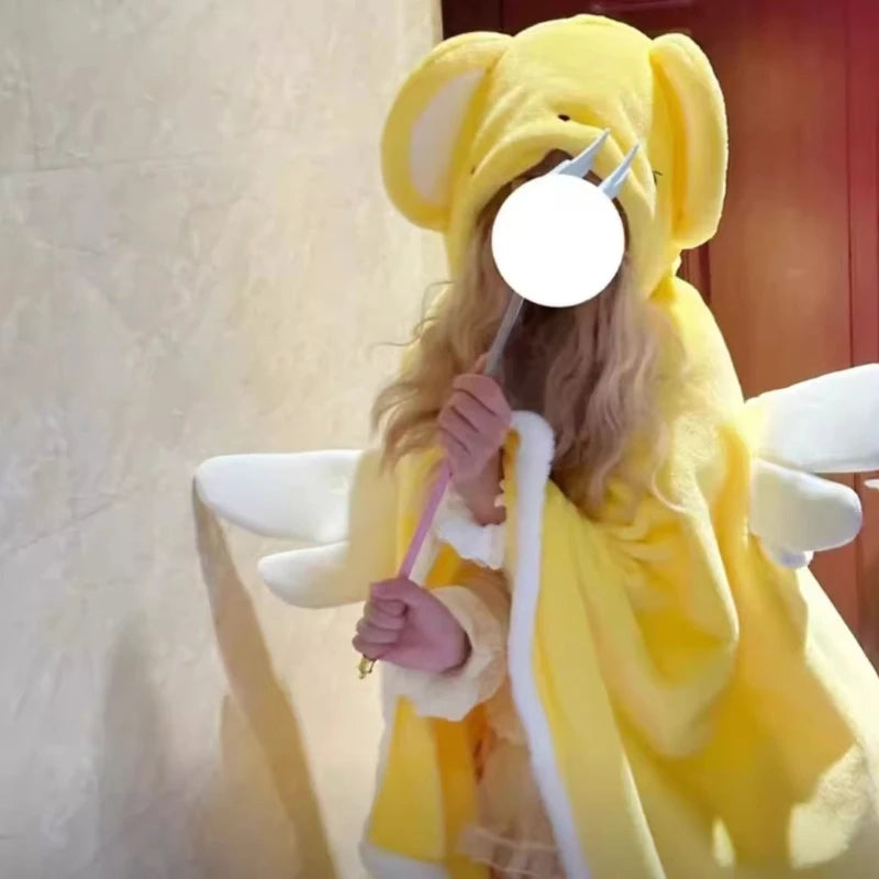 Anime Peripheral Cardcaptorsakura Kerberos Office Nap Blanket Pillow 2-In-1 Cape Cover Blanket Autumn And Winter Thick Blanket