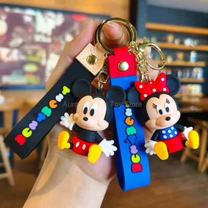 Anime Disney Keychain Frozen Mickey Mouse Minnie Lilo & Stitch  Doll Keyring Ornament Key Chain Car Pendant Kids Toys Gift