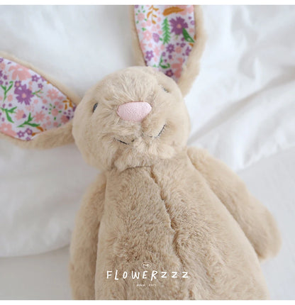30cm Cartoon Floral Rabbit Plush Toy Pink White Bonnie Rabbit Stuffed Animal Doll Children's Room Decor Birthday Gift For Girl
