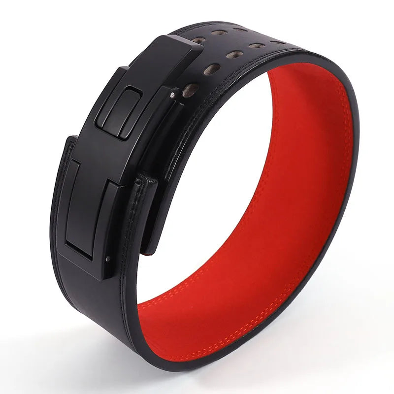 Weightlifting Belt Cowhide Leather Lever Buckle Waist Support for Powerlifting Squat Deadlift Gym Training