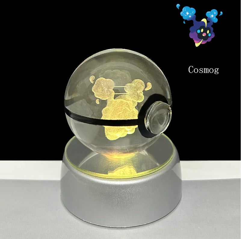 Pokemon 3D Crystal Ball Glastrier Charizard Eternatus Froakie Anime Game Pokeball Led Night Light Base Birthday Gift Home Decora