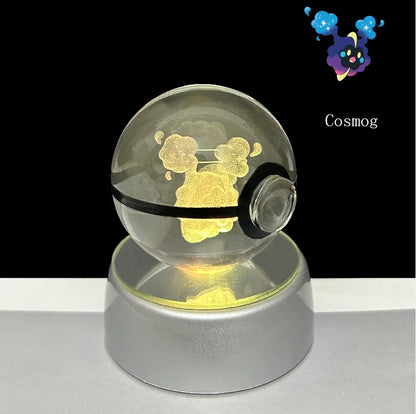 Pokemon 3D Crystal Ball Glastrier Charizard Eternatus Froakie Anime Game Pokeball Led Night Light Base Birthday Gift Home Decora