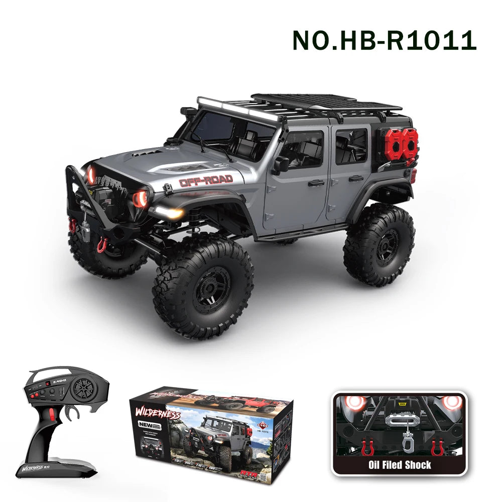 1/10 RC Car HB RTR R1011 Remote Control Vehicle 2.4G Full Proportional Rock Crawler LED Light 4WD Off-Road Climbing Truck Toys