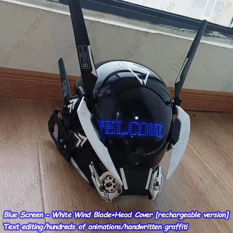 Cyberpunk App Mask Light Up Rolling Subtitles Screen Mask Cos Mech Technology Sense Mobile Phone Control Helmet Role Play
