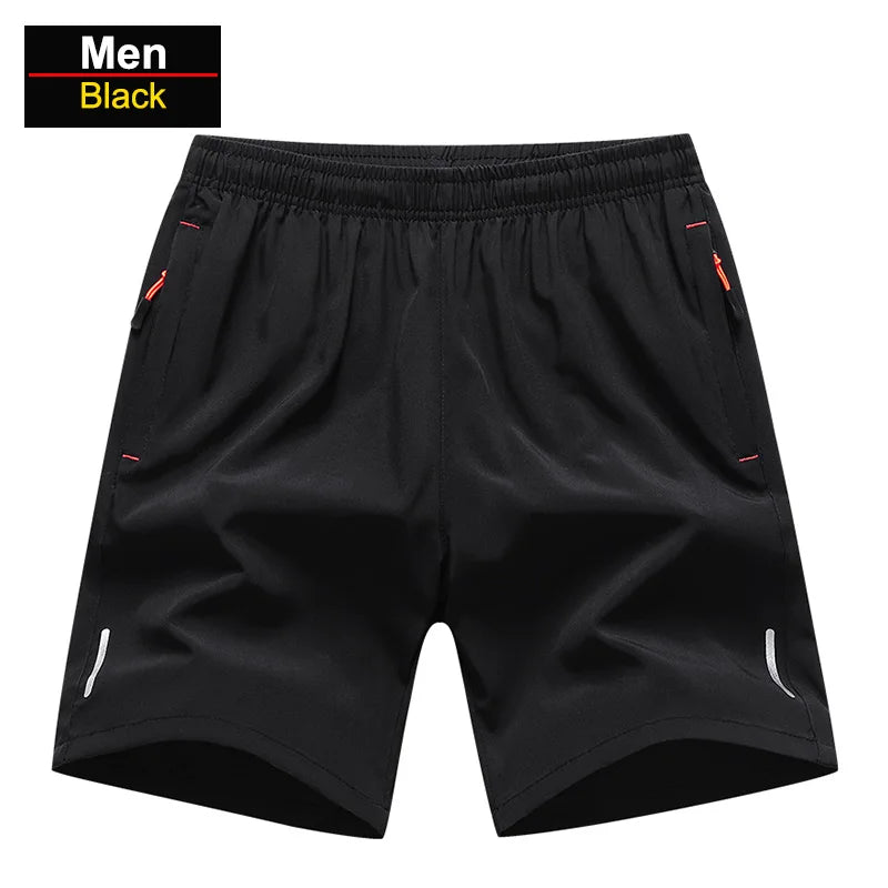 Chrlck Men’s Reflective Quick-Dry Running Shorts Breathable Ice Silk Fishing Pants Large Size M-8XL - Black