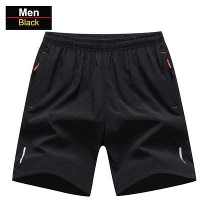 Chrlck Men’s Reflective Quick-Dry Running Shorts Breathable Ice Silk Fishing Pants Large Size M-8XL - Black