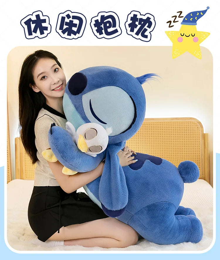 120cm Large Big Size Disney Stitch Holding Duck Anime Plush Stuffed Doll Room Plushies Pillow Ornaments Children's Holiday Gifts