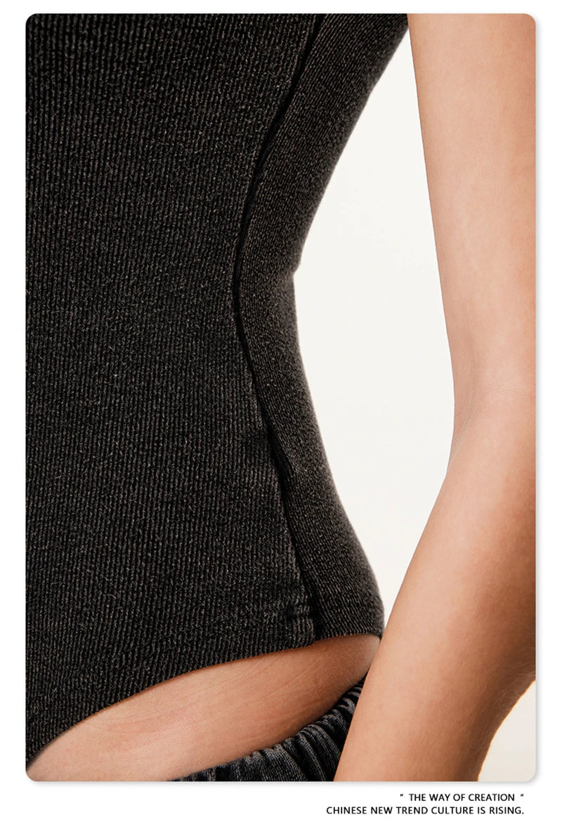 ZODF Hotsweet 2025 Women Washed Short Sleeve Bodysuits Sexy Girls Female 275gsm Slim Fit Distressed TEE Brand Tops HY1058