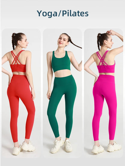 2024 Women’s 2 Piece Yoga Tracksuit Quick Dry Breathable Fitness Set Sports Bra and Leggings