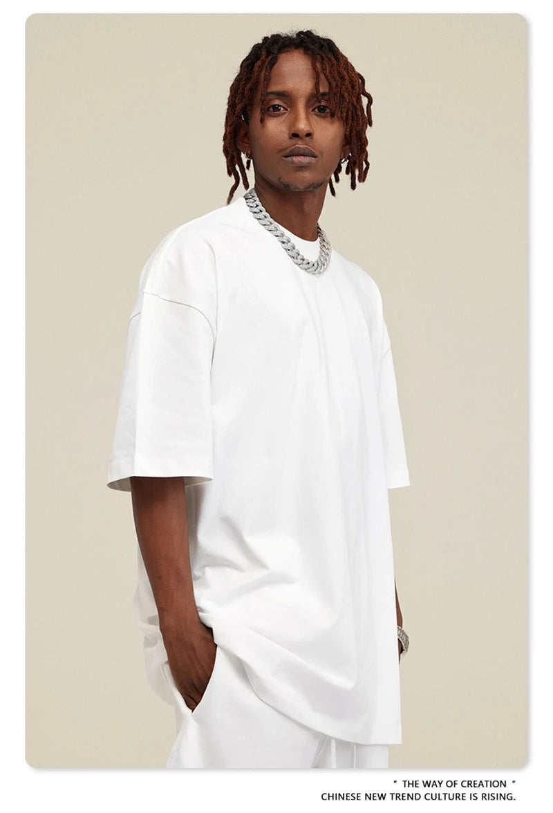 ZODF New 2025 Heavy Weight 305gsm Solid Cotton T Shirts For Men Unisex Summer Oversized Noshrink Basic T-Shirt Brand Tops HY0475