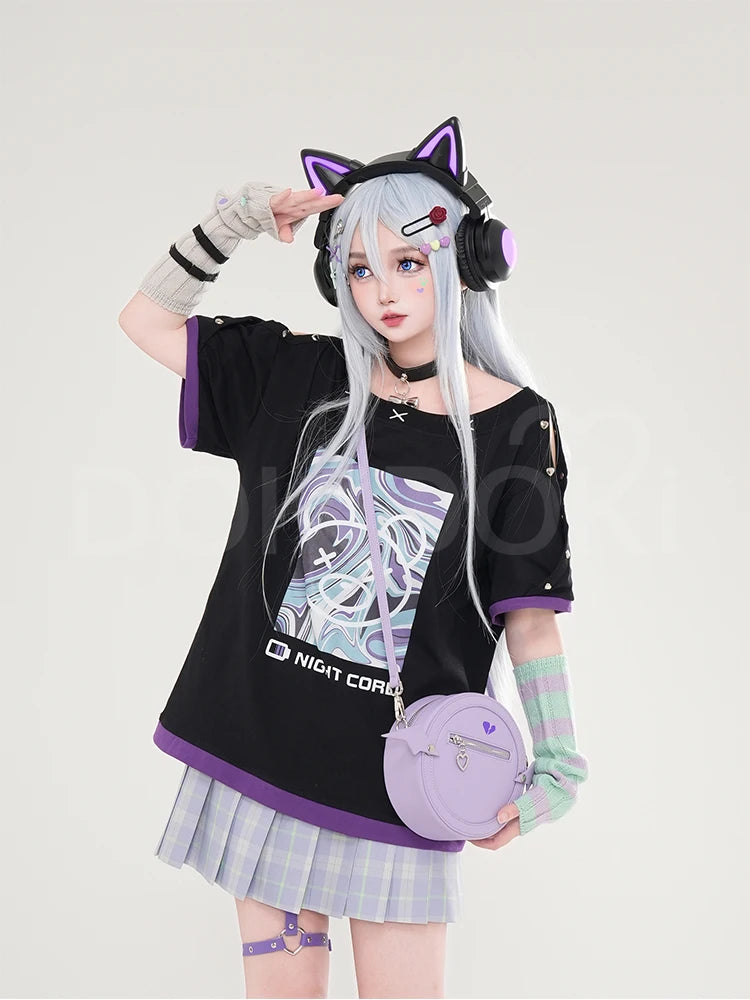 Yoisakii Kanadee Cosplay Costume Game DokiDoki-R Cosplay Women Cute Dress Cosplay Kanadee Bag Earphones Halloween Wig