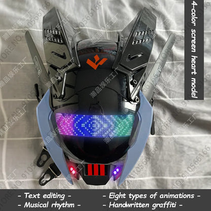 Cyberpunk App Mask Light Up Rolling Subtitles Screen Mask Cos Mech Technology Sense Mobile Phone Control Helmet Role Play