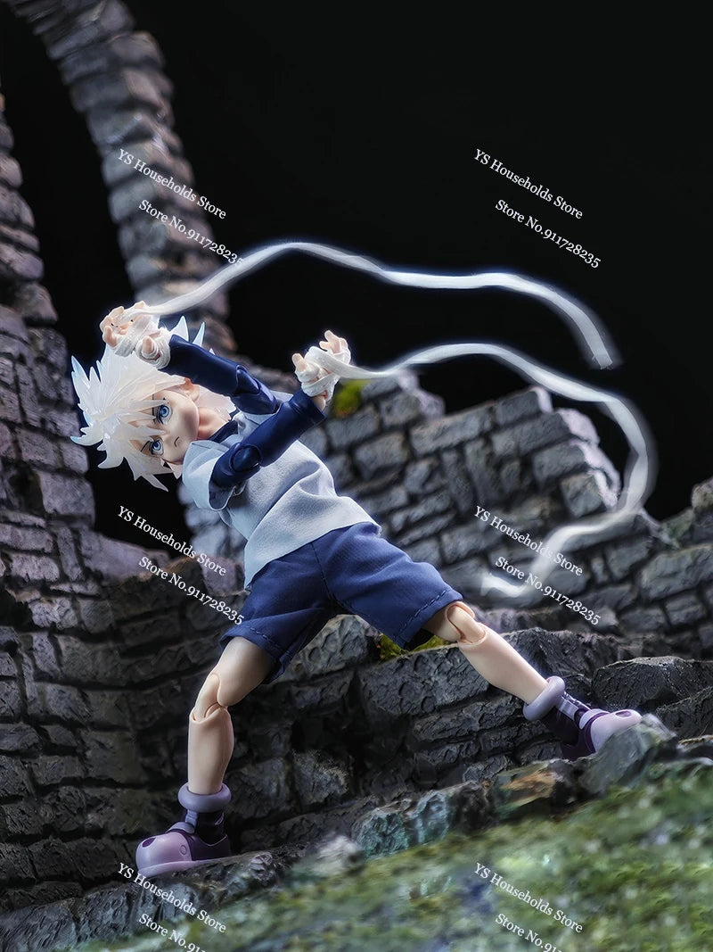 1/12 Killua Zoldyck Anime Boy Figure Mini T-shirt Shorts White Cloth Belt Clothes Toys Accessory For Hunter Shf 6inch Soldier