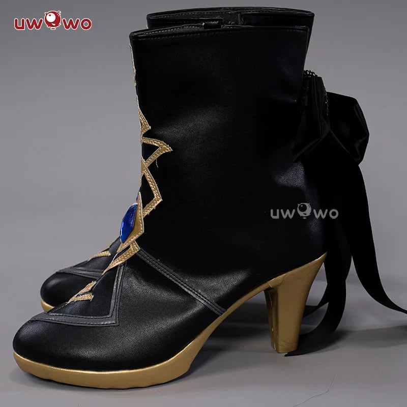UWOWO Genshin Impact Navia Cosplay Shoes Fontaine Rococo Style Dress Cospaly Shoes Boots