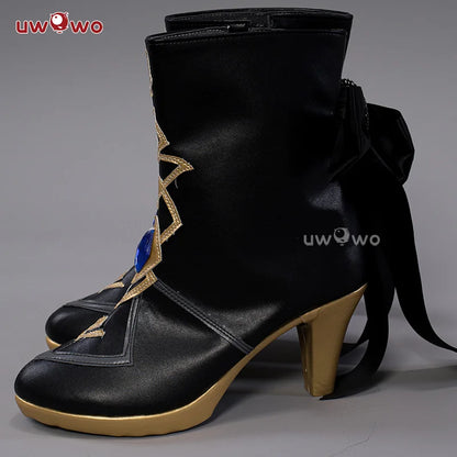 UWOWO Genshin Impact Navia Cosplay Shoes Fontaine Rococo Style Dress Cospaly Shoes Boots