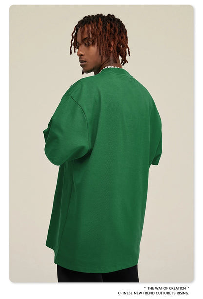 ZODF 2025 Heavy-Weight 425gsm 100% Cotton T-Shirts For Men Unisex Summer Oversized O-Neck Basic Solid T Shirt Brand Tees HY0485