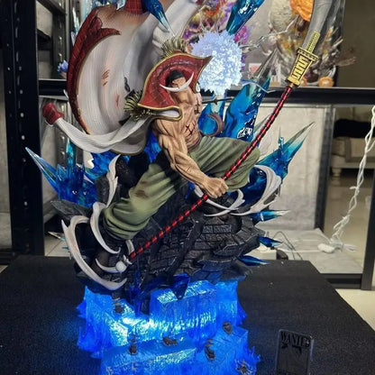 2025 38cm One Piece  Anime Figure Whitebeard Pirates Famous Naval Battle Scene Can Emit Light Peripheral Model Desktop Gift Toy