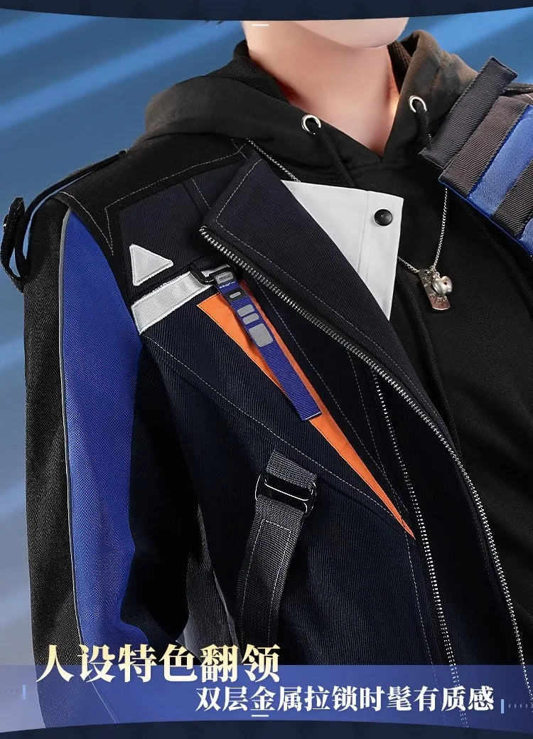 iCoser Love and Deepspace Caleb Cosplay Costume Wig Flying Jacket Uniform Necklace Halloween Party for Women Men Carnival Props