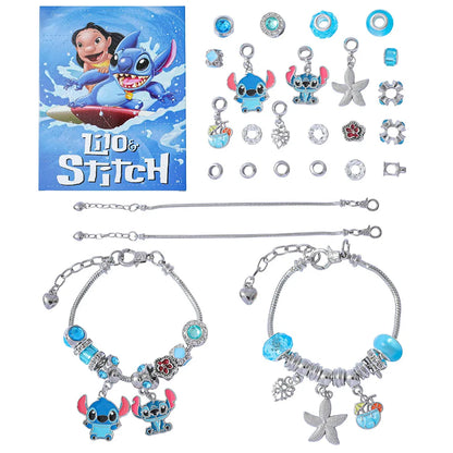New Disney Stitch  24-Grid Christmas Countdown Calendar Blind Box - Alloy Bracelet Gift Set For Halloween & Xmas