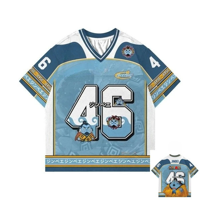 46 Jersey One Piece Jinbe Anime Y2k Korean Style Kpop Baseball Hockey T-shirt Fashion Streetwear Anime Daily Unisex Tops Tees