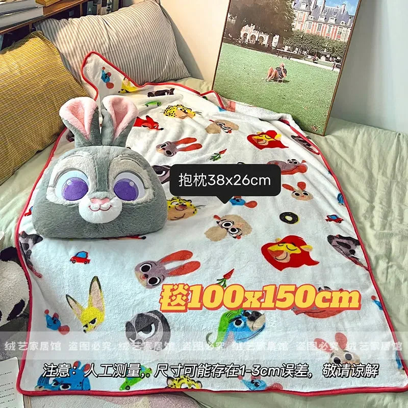 Cartoon Animal Zootopia Cushion Blanket Comfortable Soft Bed Back Cushion Nick Judy Fox Rabbit Leopard Cushion Blanket Car Gift