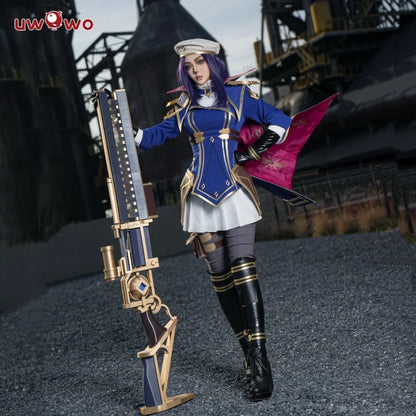 LAST BATCH UWOWO Caitlyn Cosplay Game LOL Caitlyn Arcane Commander Cosplay Costume With Cloak Hat Prop Halloween Costume
