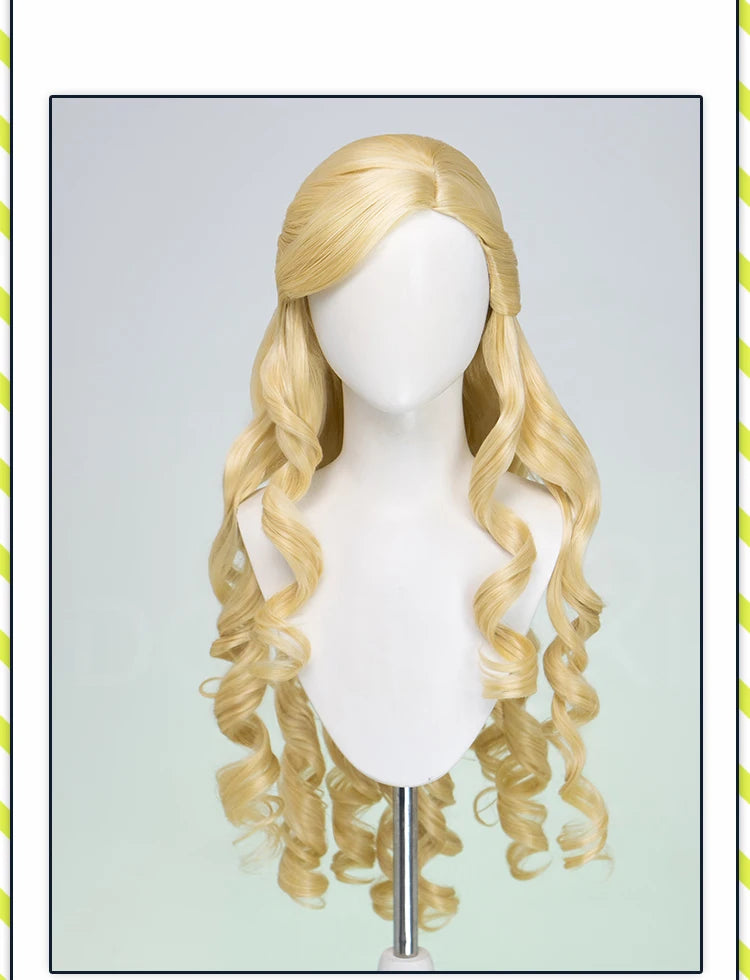 Women Princess Wig Anime DokiDoki Women Long 80cm Golden Curls Hair Christmas Princess Cosplay High Heat Resistant Free Cap Wig